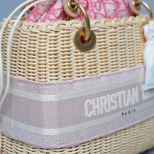 LADY DIOR WICKER BAG MEDIUM – PINK (BRAND NEW)